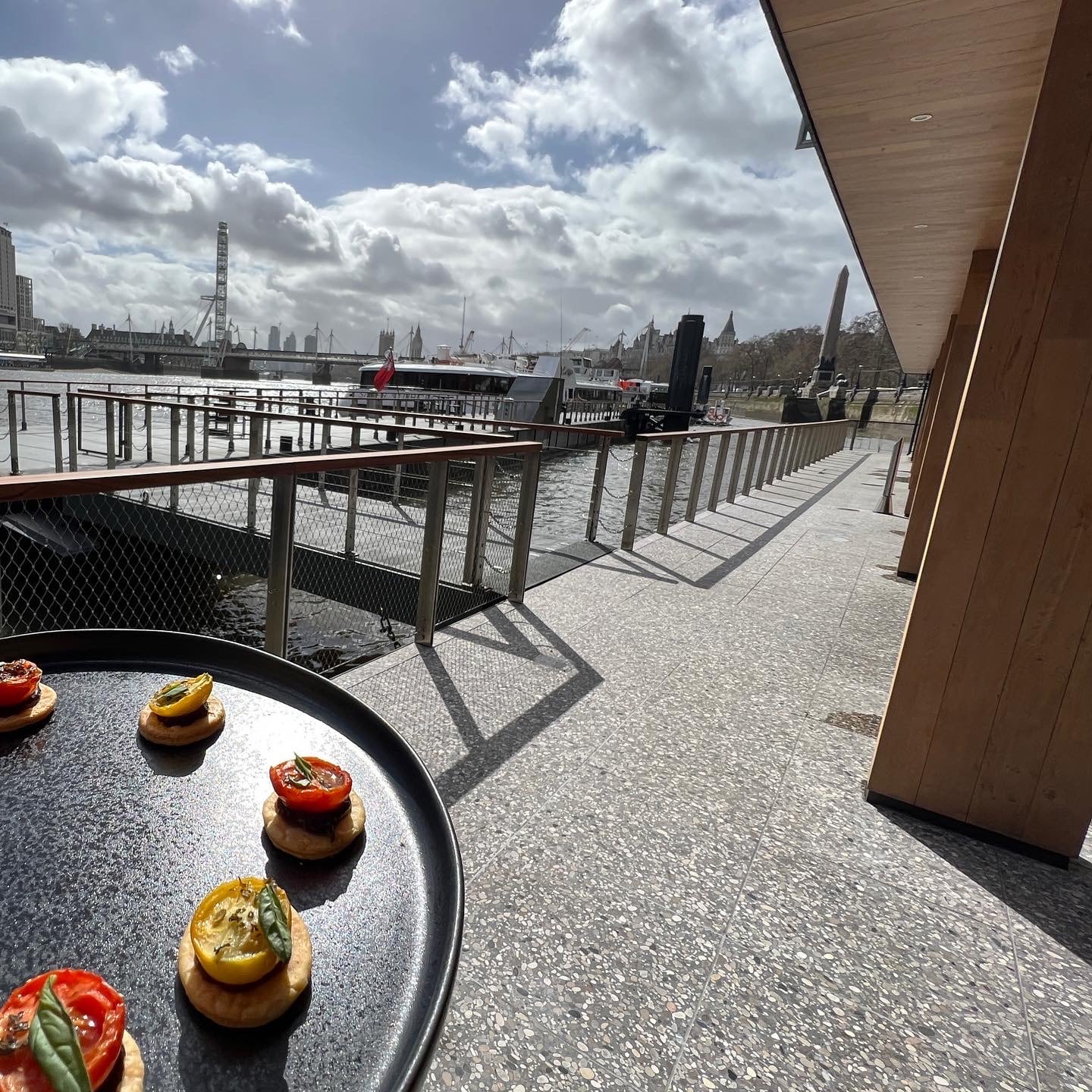 Canapes on River Thames - Woods Quay Pier