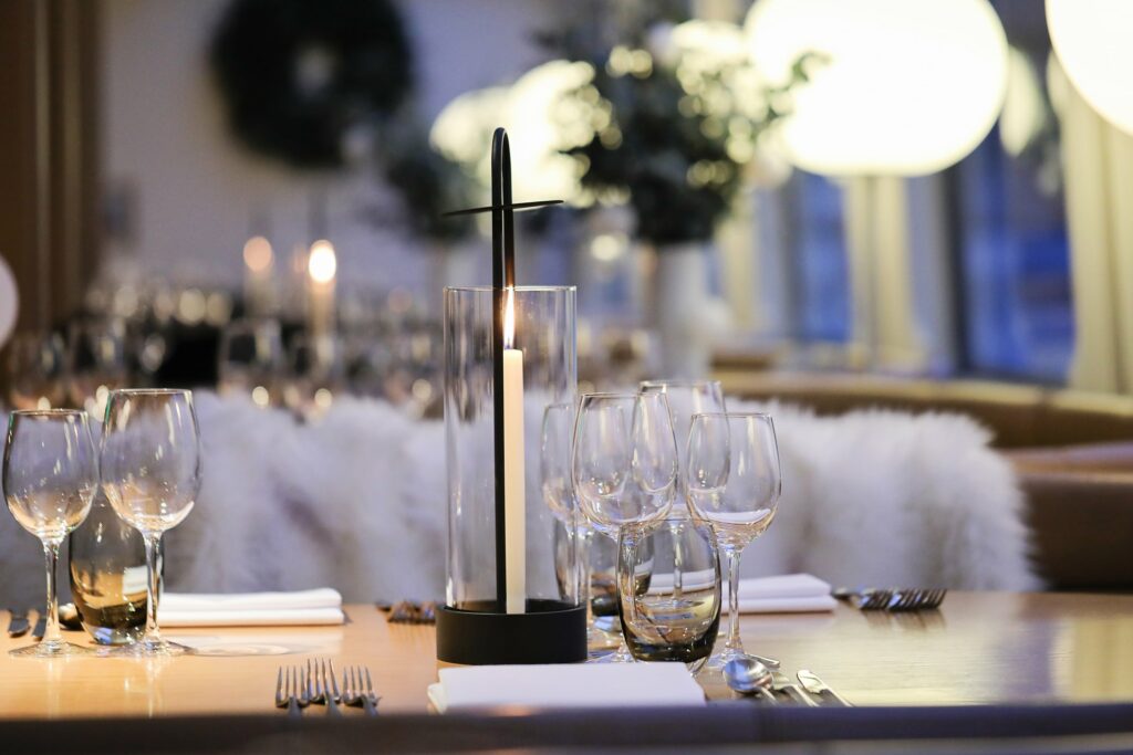 Luxury Christmas party venue table setting