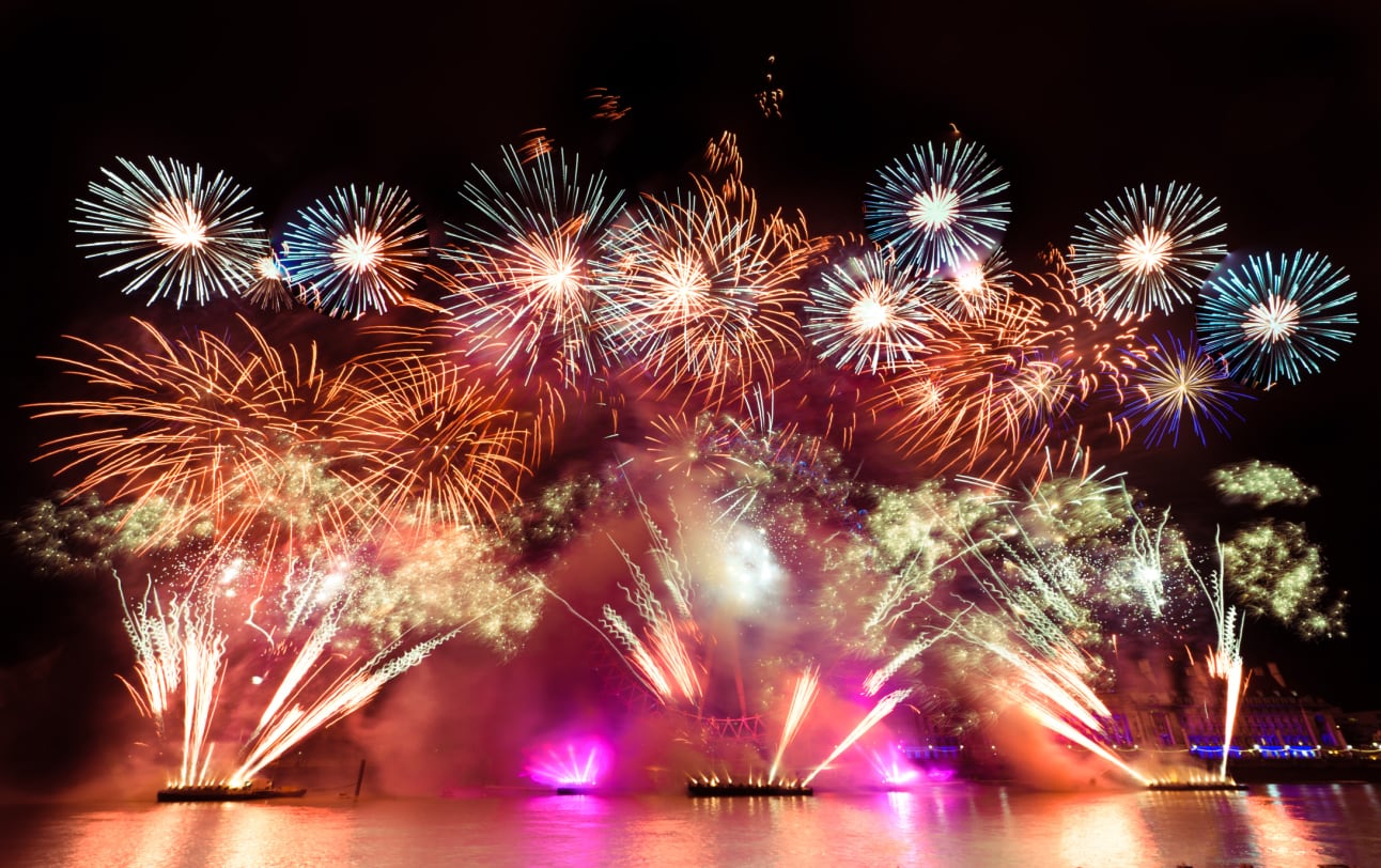 NYE party fireworks - London Eye